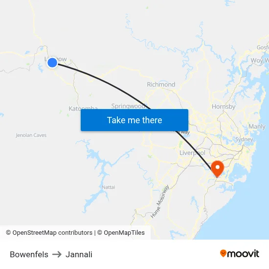 Bowenfels to Jannali map