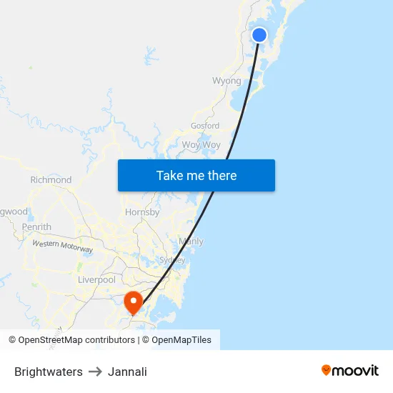 Brightwaters to Jannali map