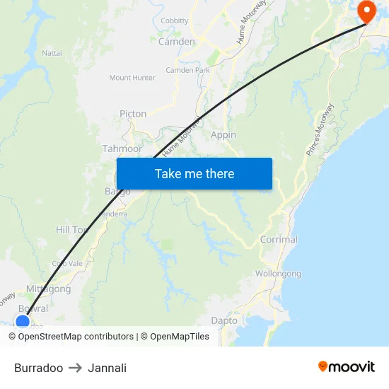 Burradoo to Jannali map