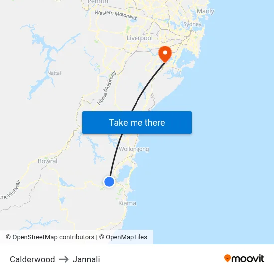 Calderwood to Jannali map