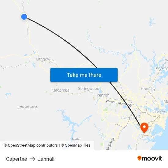 Capertee to Jannali map