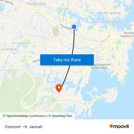 Concord to Jannali map