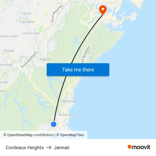 Cordeaux Heights to Jannali map