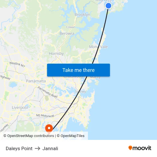Daleys Point to Jannali map
