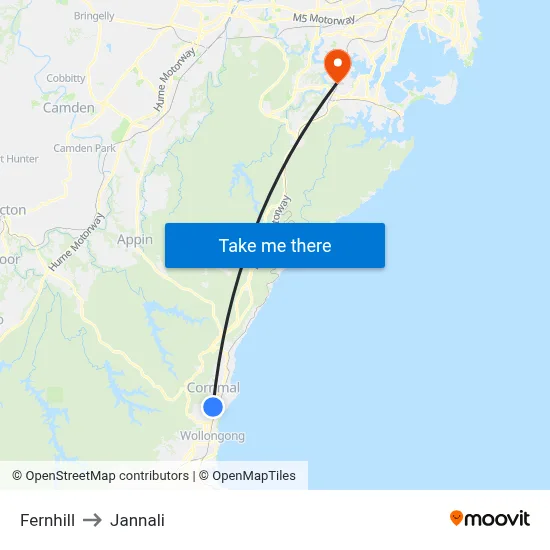 Fernhill to Jannali map