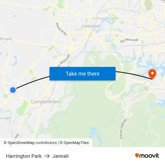 Harrington Park to Jannali map