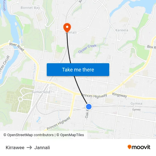 Kirrawee to Jannali map