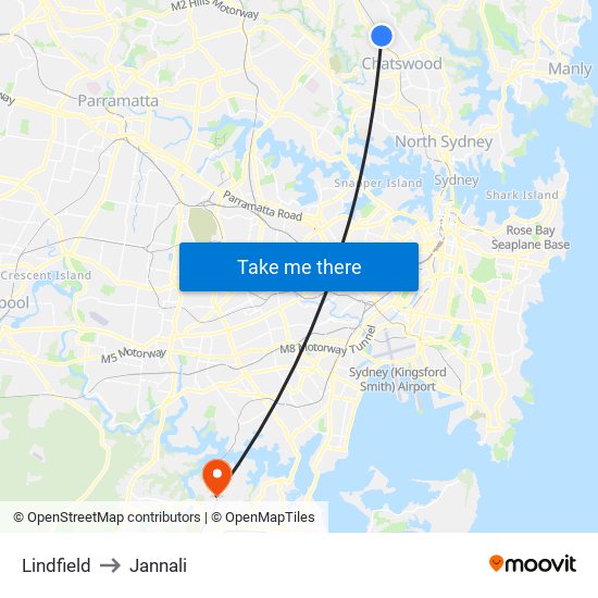 Lindfield to Jannali map