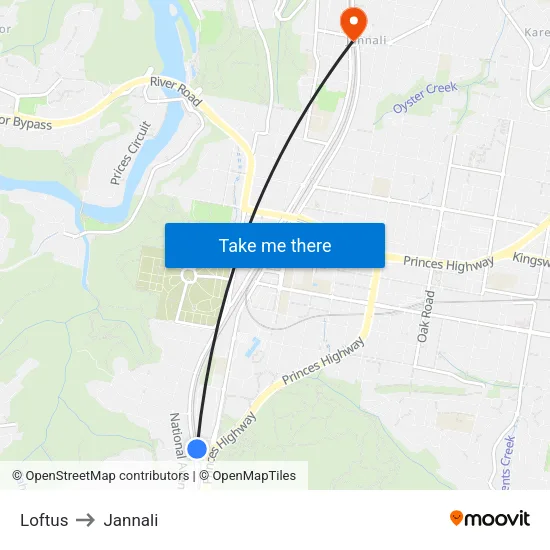 Loftus to Jannali map
