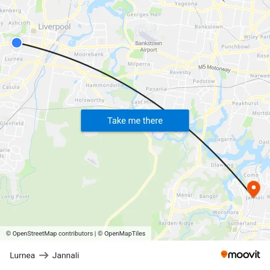 Lurnea to Jannali map