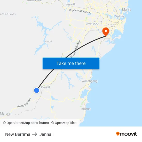 New Berrima to Jannali map