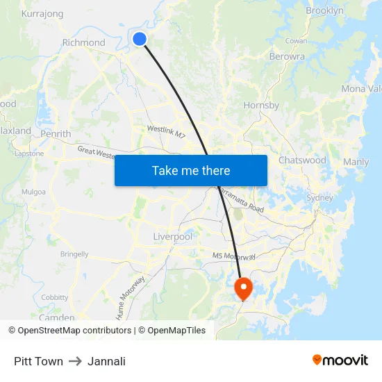 Pitt Town to Jannali map