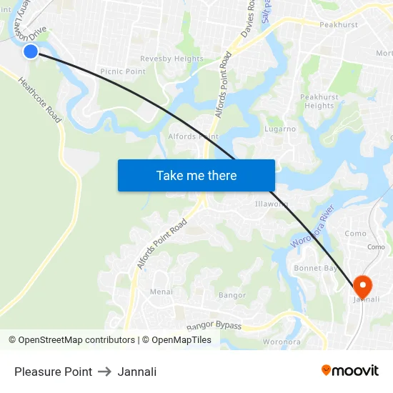 Pleasure Point to Jannali map