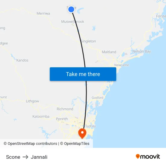 Scone to Jannali map