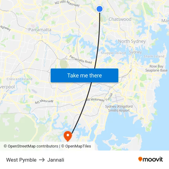 West Pymble to Jannali map