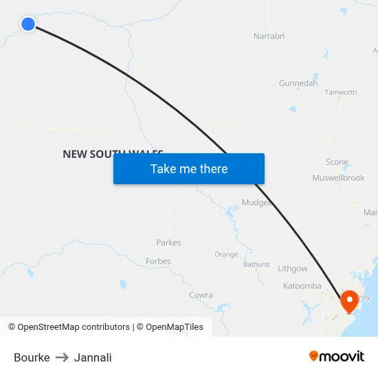 Bourke to Jannali map