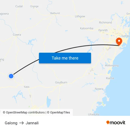 Galong to Jannali map