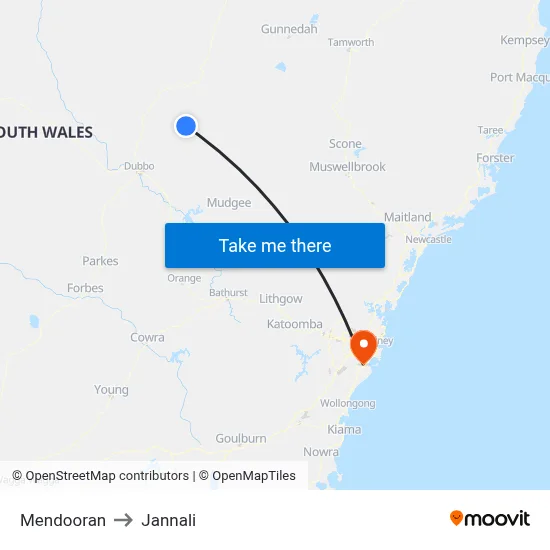 Mendooran to Jannali map