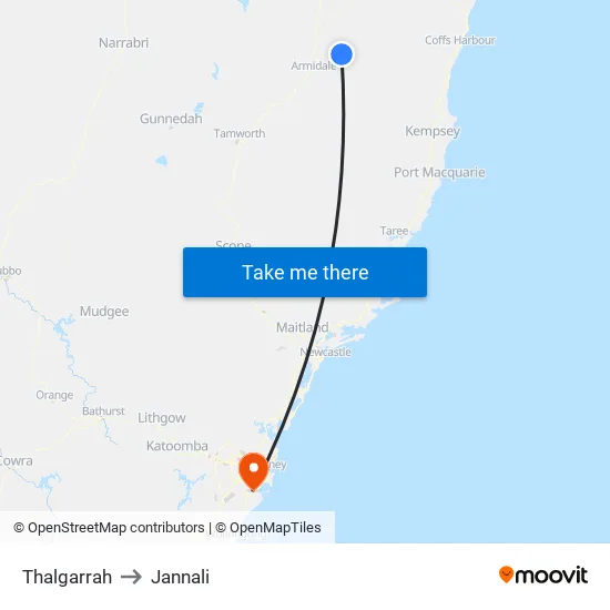Thalgarrah to Jannali map