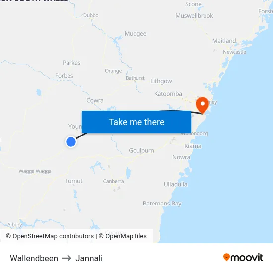Wallendbeen to Jannali map