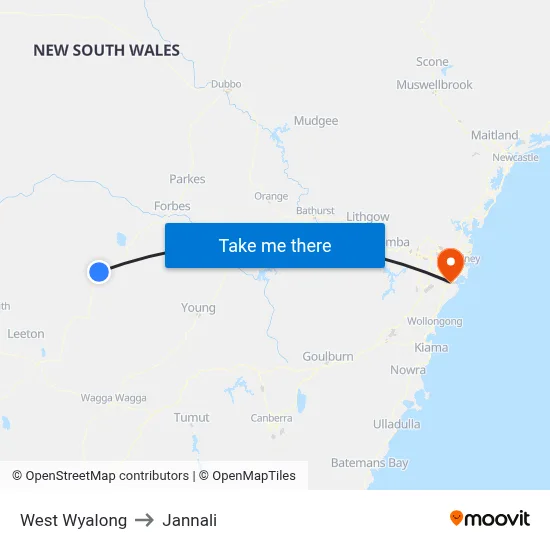 West Wyalong to Jannali map