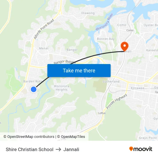 Sutherland Shire Christian School to Jannali map