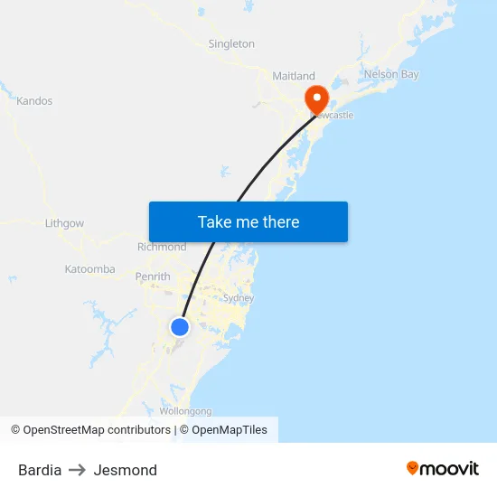 Bardia to Jesmond map