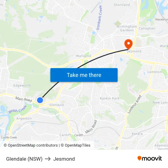 Glendale (NSW) to Jesmond map