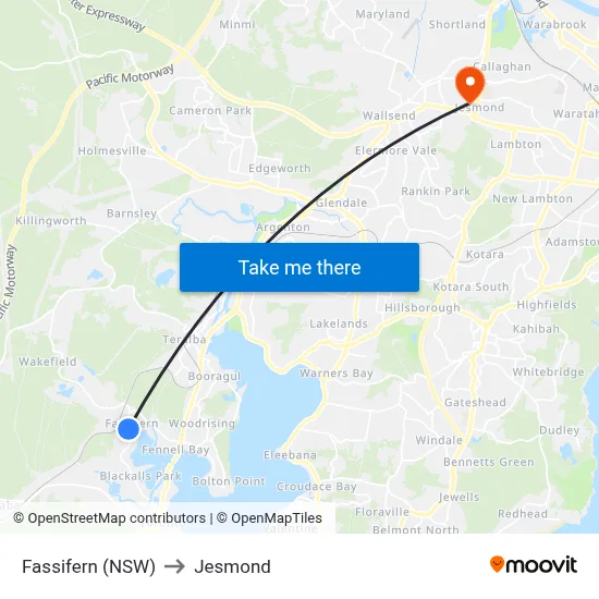 Fassifern (NSW) to Jesmond map