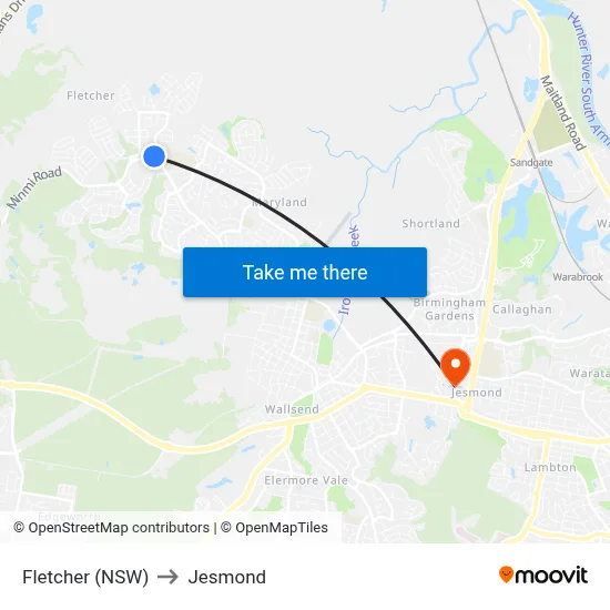 Fletcher (NSW) to Jesmond map