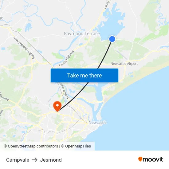 Campvale to Jesmond map