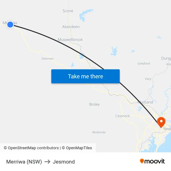 Merriwa (NSW) to Jesmond map