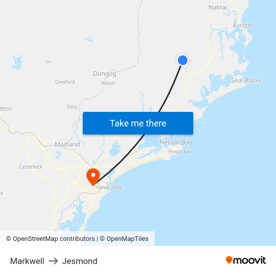 Markwell to Jesmond map