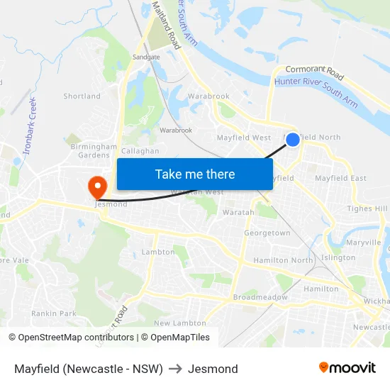 Mayfield (Newcastle - NSW) to Jesmond map