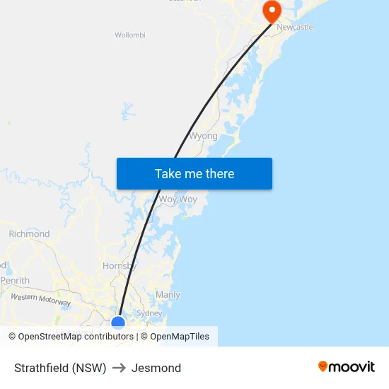 Strathfield (NSW) to Jesmond map
