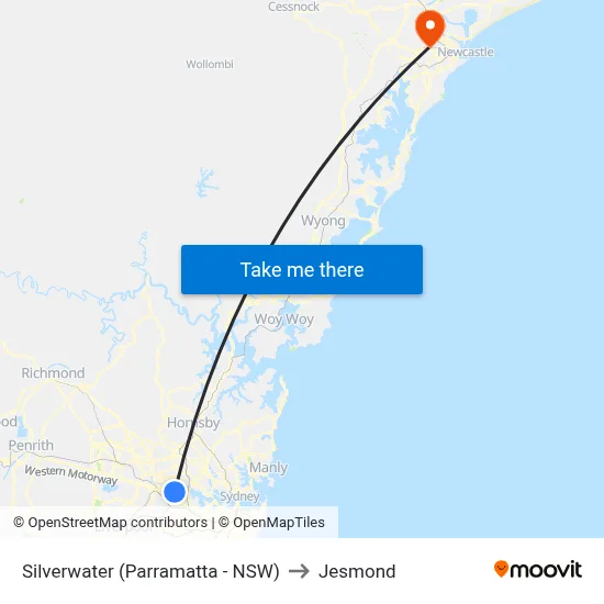 Silverwater (Parramatta - NSW) to Jesmond map
