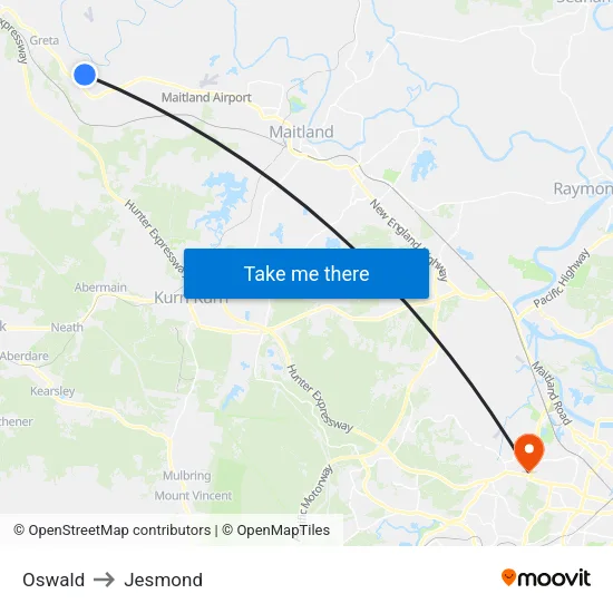 Oswald to Jesmond map