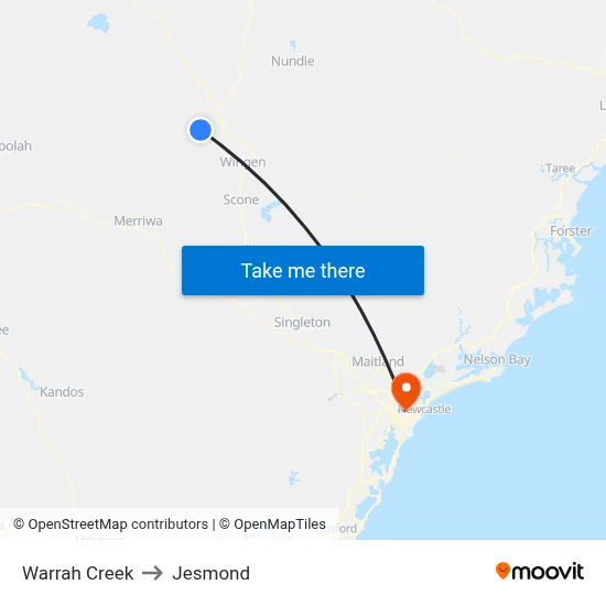 Warrah Creek to Jesmond map