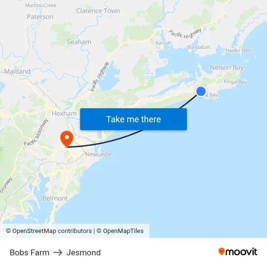 Bobs Farm to Jesmond map
