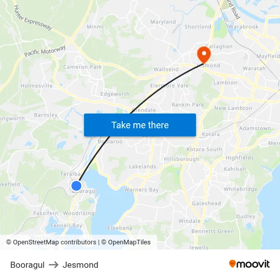 Booragul to Jesmond map
