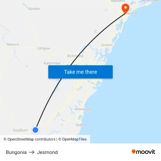 Bungonia to Jesmond map