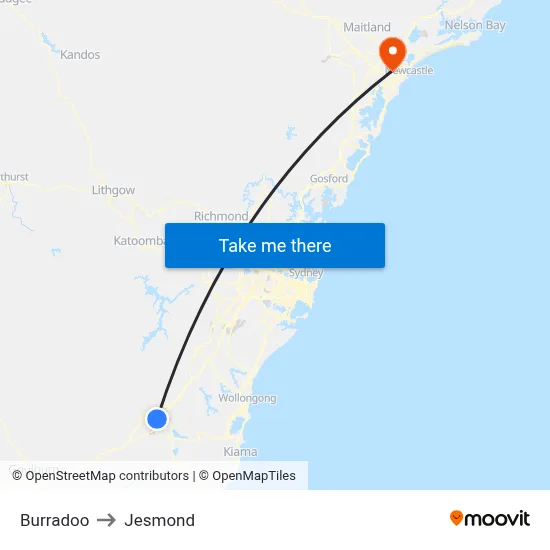 Burradoo to Jesmond map