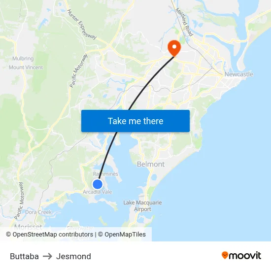 Buttaba to Jesmond map