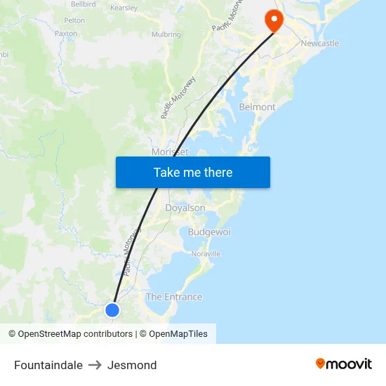 Fountaindale to Jesmond map