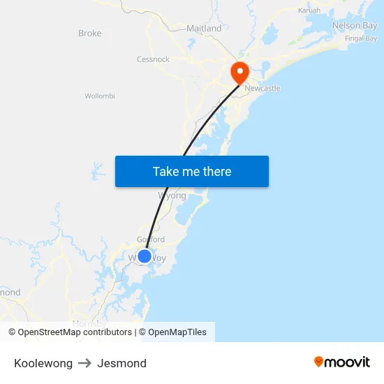 Koolewong to Jesmond map