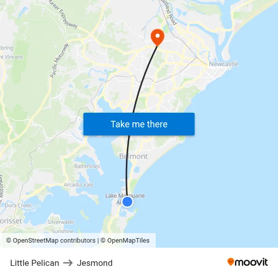 Little Pelican to Jesmond map
