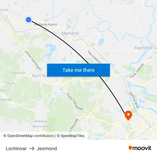 Lochinvar to Jesmond map