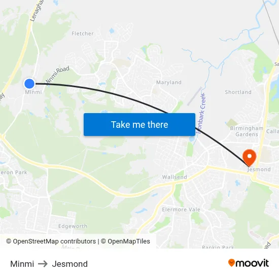 Minmi to Jesmond map