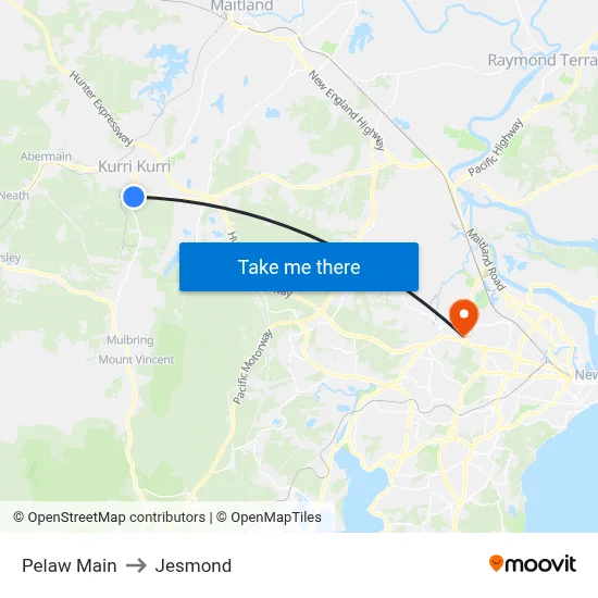 Pelaw Main to Jesmond map