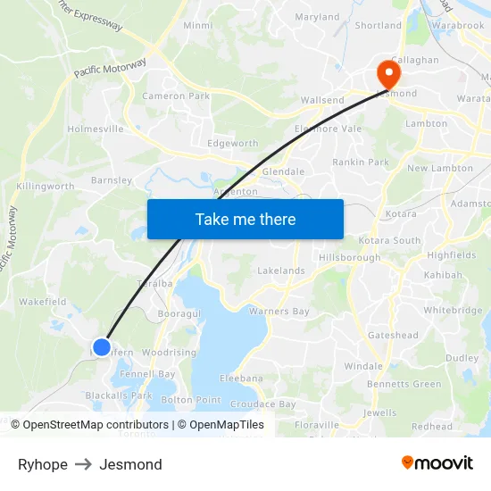 Ryhope to Jesmond map